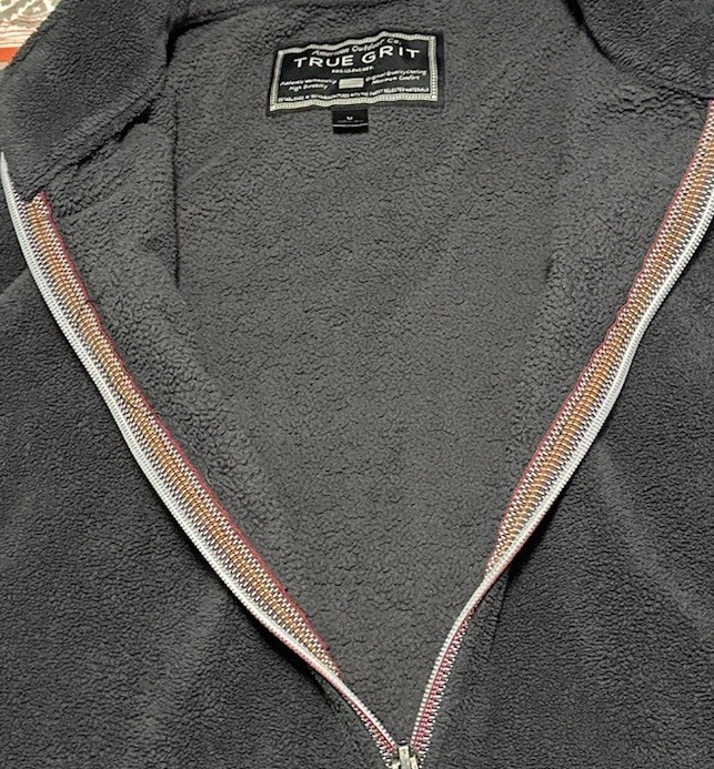 True Grit Men’s Full Zip Fleece Jacket Size XL Gray Aztec Zipper Preppy Gorpcore