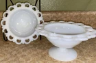 2 VTG Westmoreland Old Colonial Milk Glass 7” Open Lace Edge Bowls Set Serving