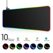 RGB LED Mouse Pad Large Waterproof Light Up Desk Mat Gaming Keyboard Accessory