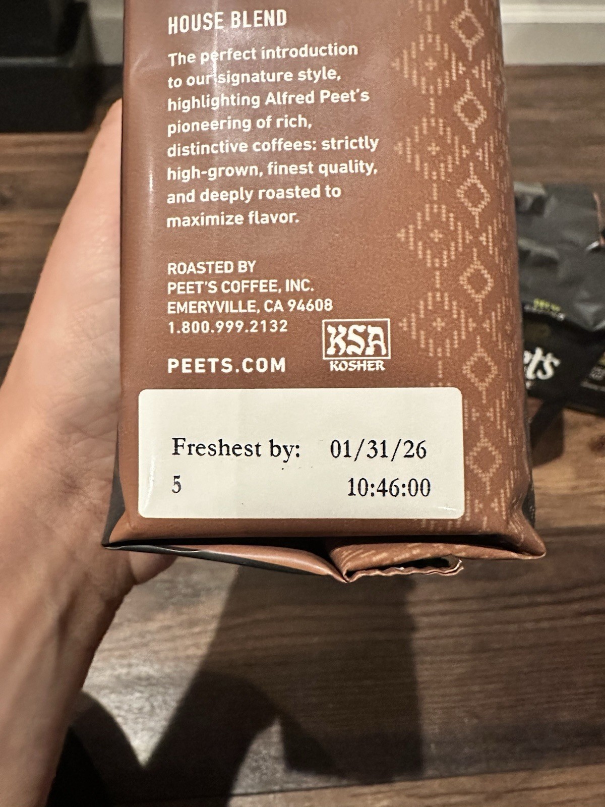 6 Pack Peet's Decaf House Blend Ground Coffee Dark Roast 10.5 Oz Ea 63 Oz Total