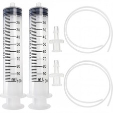 2pcs 100ml Plastic Syringes with 2pcs 47in Flexible Tubing and Luer Tips