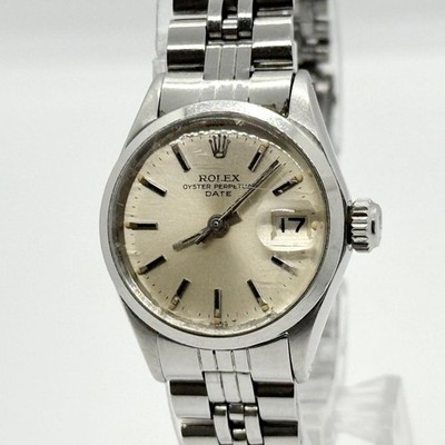 ROLEX Oyster Perpetual Date Stainless Steel 6516 SilverDial AT Women Watches