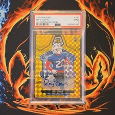 Panini 2024 Mosaic Ray Davis 4/10 #387 Gold Prizm Rookie Autograph PSA 9 Bills