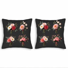 Elegant Floral Design Throw Pillow Covers - Set of 2 18x18in Decorative