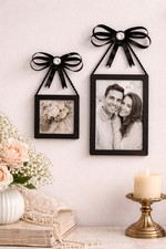 Hobby Lobby Coquette Bow Picture Frames Set 4x4 & 4x6 Black Rhinestone NEW
