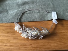 Jon Richard crystal pave leaf & Pearl tiara NWT