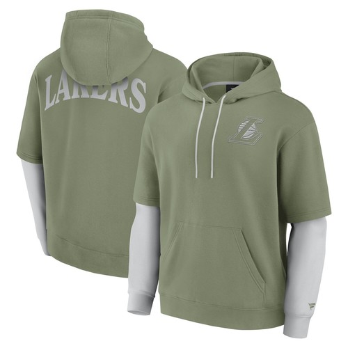 Men's Fanatics Olive Los Angeles Lakers Elements Sleek Pullover Hoodie