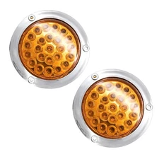 2PCS 4 Inch Round 24 LED Tail Light Trailer/truck Turn Signal rear (Amber) (6...