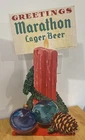 Vintage Marathon Lager Beer And Die Cut Easel Back Cardboard Sign