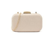 Women's Two Shade Clutch Bag Evening Hard Case Box Suede Chain Wedding Handbags