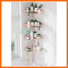 Corner Shower Caddy Tension Pole - 4 Tier Adjustable Shower Shelf Organizer S...