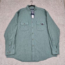 Tyndale FR Shirt Men 3XL Green Flame Resistant USA Made casual L/S Arc Rated NEW