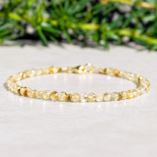 Natural Citrine Crystal Beaded Gemstone Bracelet Minimalist Delicate Stacking