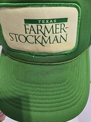Vintage Texas Farmer Stockman Green Snapback Cap Trucker Hat Adjustable READ - Picture 10 of 10