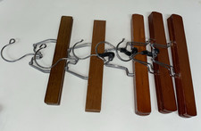 5 Vintage Wooden Hangers Clamp Pants Skirt Slacks 9"  10" Dark Brown