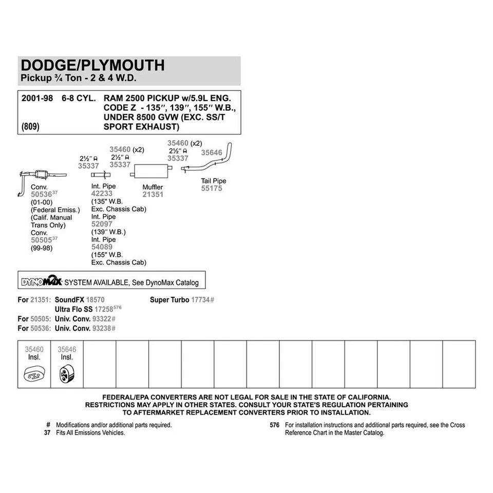 For Dodge Ram 2500 98-02 Exhaust Muffler Quiet-Flow Stainless Steel Oval - Imagem 3 de 4