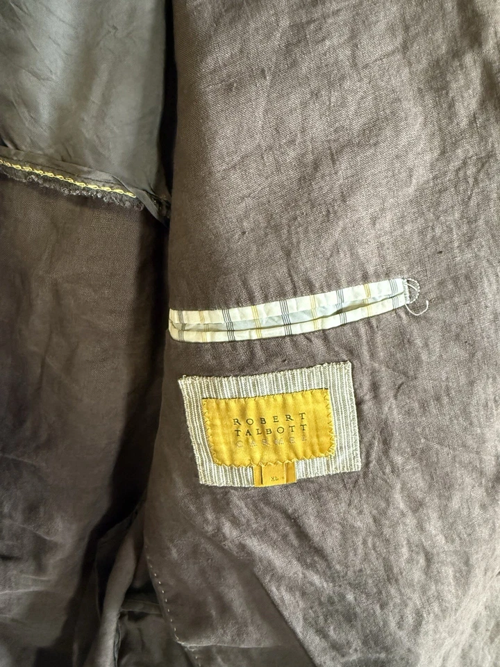 Blazer Abrigo Deportivo Robert Talbott XL Colección Carmel Marrón Lino Foto 3 de 3
