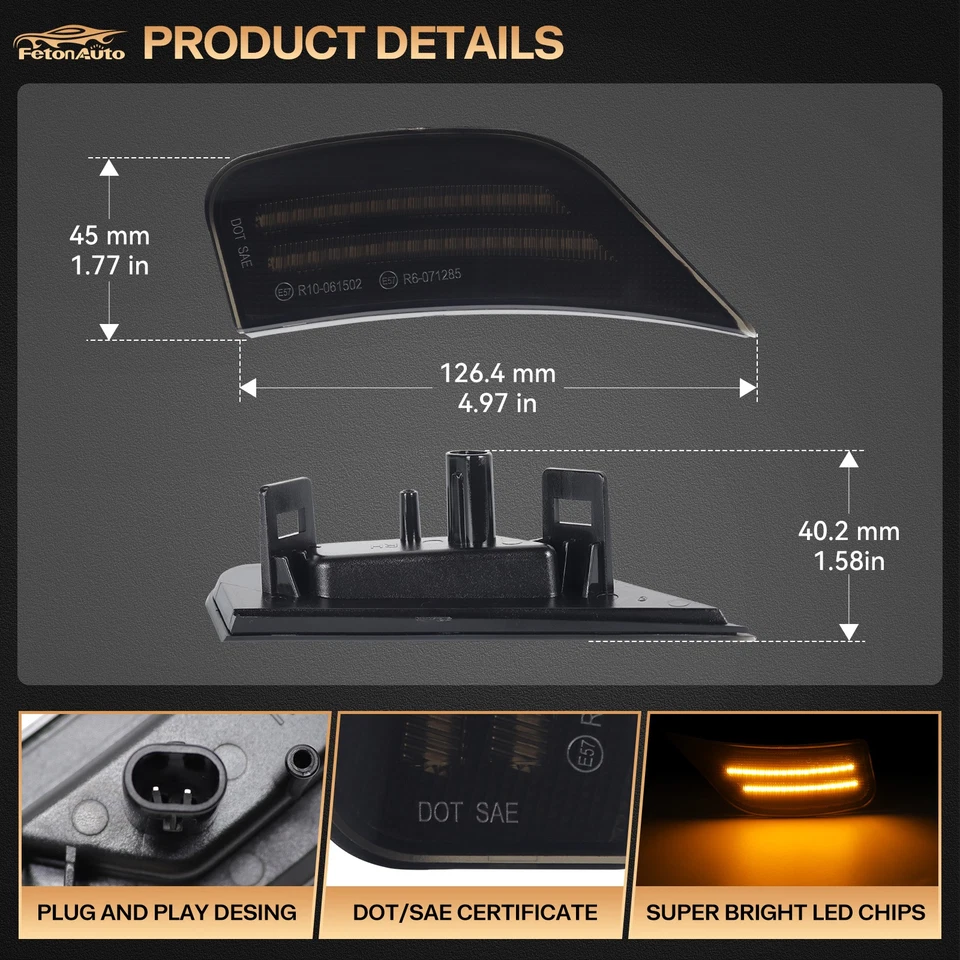 LED 侧标记灯适用于凯迪拉克凯雷德雪佛兰 GMC 育空郊区 2021 - 2024 — 第 4/4 张图片