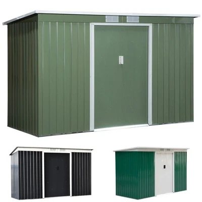 OUTSUNNY Gerätehaus Gartenhaus mit Schiebetür Fenster Outdoor Stahl Dunkelgrau