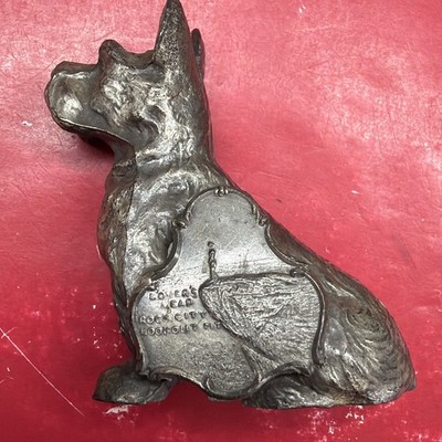 Antique 1920/30 Cast Travel Bronze Scotty Dog Lovers Leap - Meadows of Dan VA
