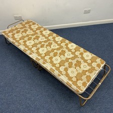 Vintage Retro Metal Frame Foldable Single Guest Bed With Soft Foam Mattress READ