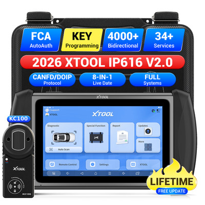 XTOOL IP616+KC100 IMMO Key Programming Bidirectional Diagnostic OBD2 Scanner FCA