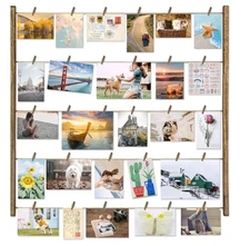 Gift Idea! Love-KANKEI Free Hanging Wall Art Photo Display w Mini Clothes Pins 