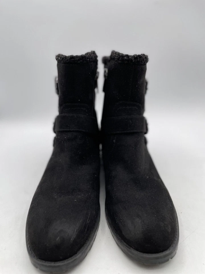 Unisa Patzy Women's Sz 7.5M Black Suede Buckle Strap Side Zip Ankle Boot - Image 2 of 4