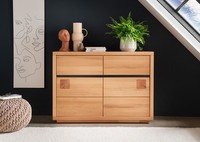 Sideboard 120X85Cm Kommode Massivholz Kernbuche GeöLt & Schwarz Neu Ovp!!!