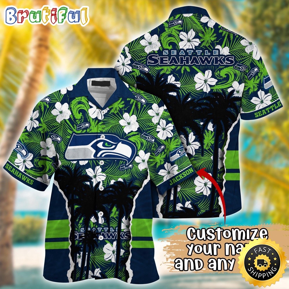 Customized Seattle Seahawks Palm Tree Aloha Hawaiian Shirt