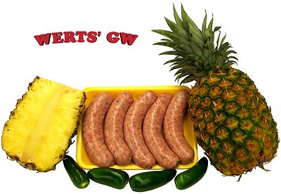 10 lb. Hot Pineapple Brats-Certified Pork Jalapeno Brat/Bratwurst