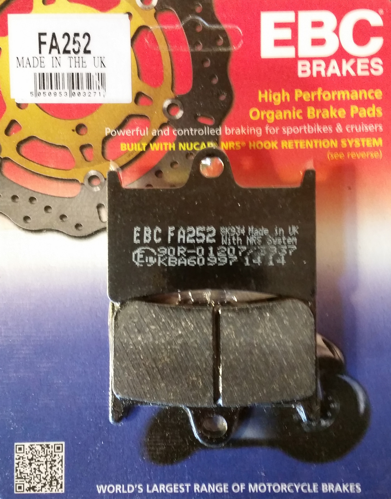 EBC/FA252 Brake Pads Front for Yamaha YZF600 ThunderCat, YZF-R6, BT1100, XJR1300
