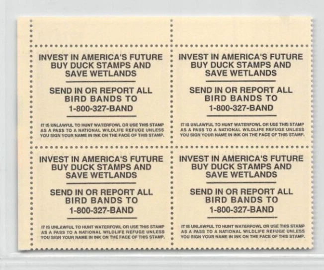 U.S Revenue Sc. #RW65 mint MNH Federal Duck stamp plate block of 4 CV $180.00 - Image 2 of 2