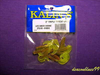 Lite Green Weenie Kalin/'s 2 /" Triple Threat Grub 2TG10-818XX BIN Z