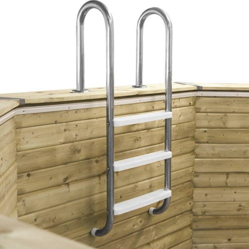 Poolleiter Edelstahl ENG 120 cm I 3-stufig I V2A mit Kunststoffstufen - Bild 2 von 5
