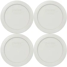 Pyrex 7200-PC Sleek Silver Round Plastic Storage Replacement Lid Cover (4-Pack)