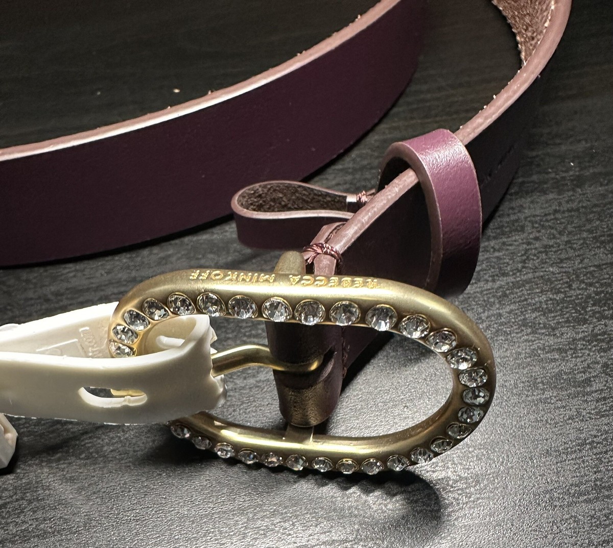 Rebecca Minkoff Pavé Crystal Buckle Genuine Leather burgundy  display picture 1
