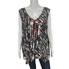 Attitudes by Renee Trendy Design Allover Printed Top 3X Plus Size Modern Blouse