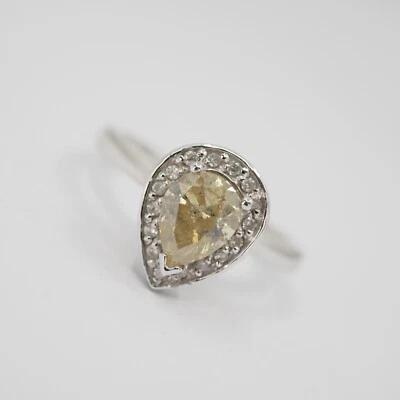 EXKLUSIVER DIAMANTRING IN 585/WEIßGOLD FANCY TROPFEN DIAMANT ca.1,10 KARAT RW:56 - Bild 1 von 4