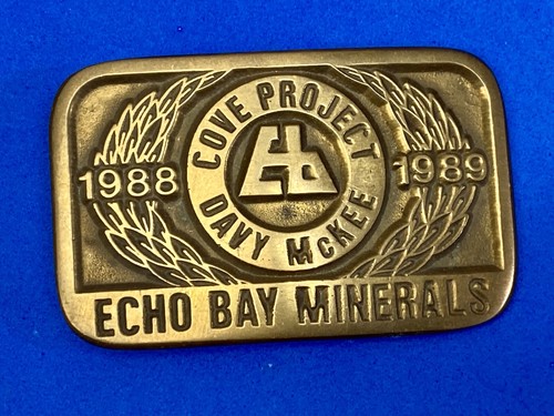 **Echo Bay Minerals** Cove Project Mining Vintage 1989 Solid Brass Buckle