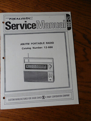 Realistic 12-666 AM FM Portable Radio Service Manual | eBay