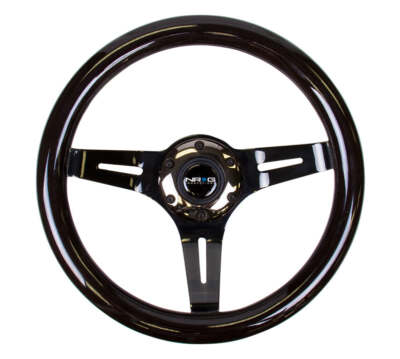 NRG Steering Wheel [Classic Wood Grain/310mm/Black Spokes/Black Grip]