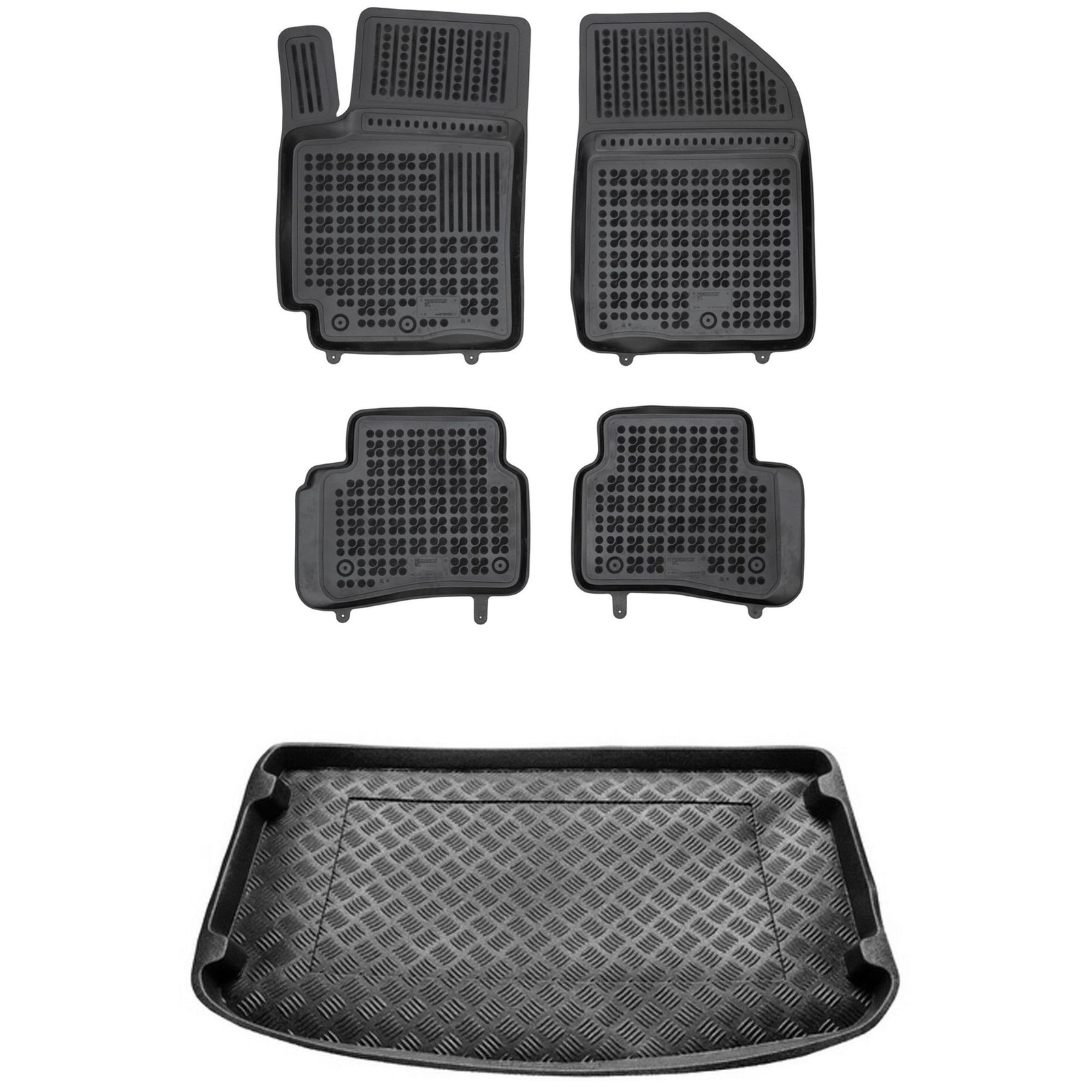 Jeu de tapis de coffre en PE et sol pour Kia RIO IV 2017 noir imperméable