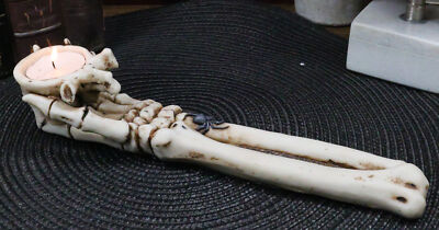 Human Hand Skeleton Candle Burner Resin Figurine 10'' Long Halloween Fright Decor