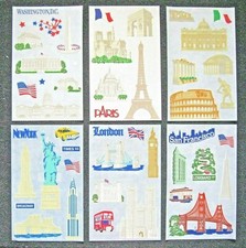 Mrs Grossman Set of Six Laser Cut 'Destinations' 4 x 6 inch Sticker Sheets