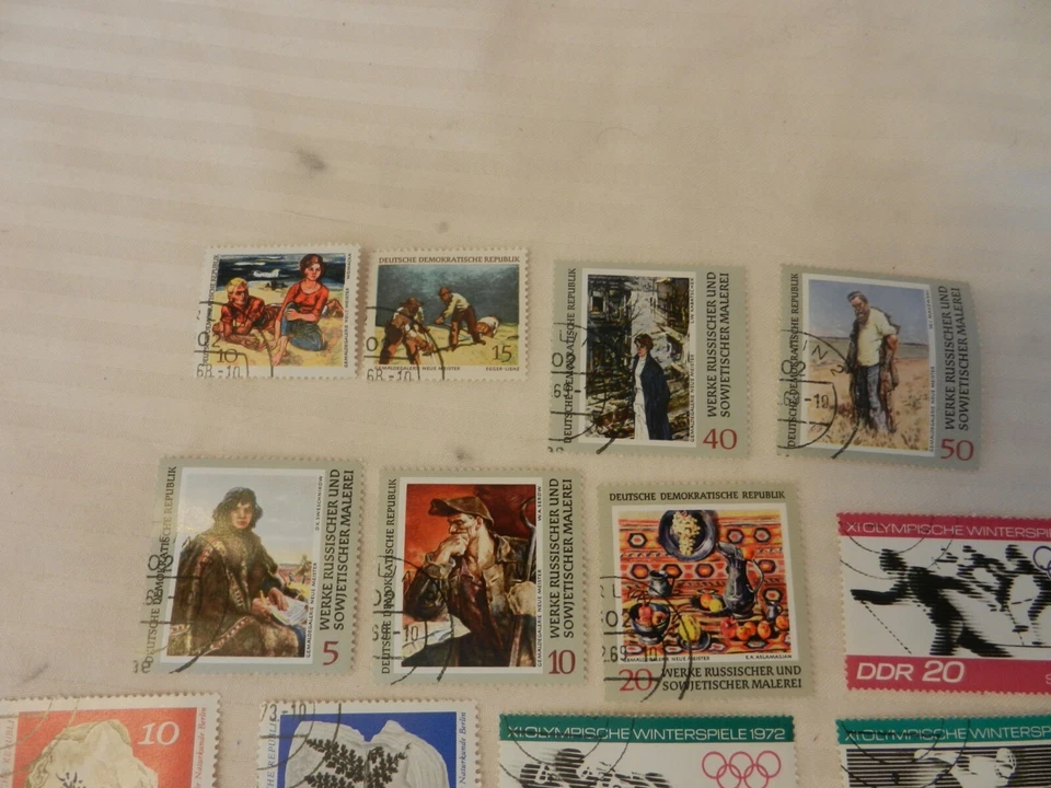 Lot of 22 East Germany Stamps 1968-1969, 1971, 1973 Art, Fossils, Sports, More - Image 2 of 4