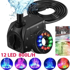 Submersible Water Pump with 12 LED 16W Lights for Fountain Pool Garden Pond Tank