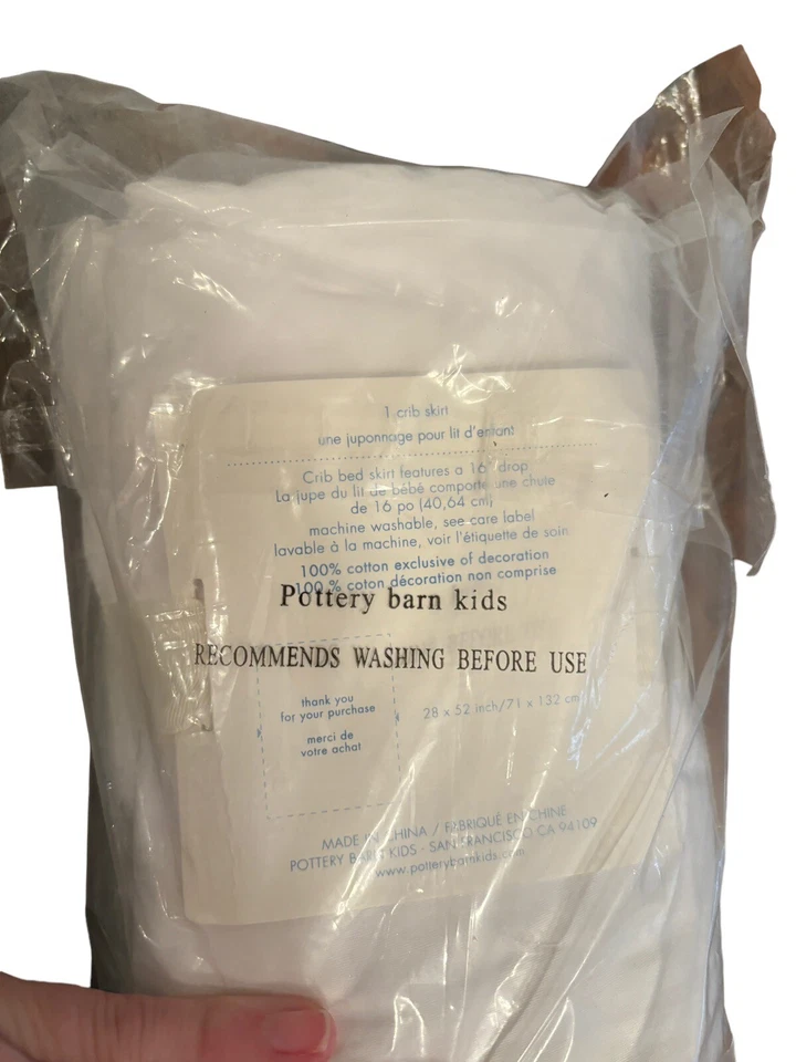 Nuevo 2014 Pottery Barn Niños Bebé Cuna Cama Falda Triple Nivel Polvo Volantes Blanco Foto 3 de 4