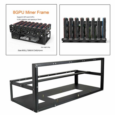 Stahl 6/8 GPU Mining Rig Frame Rack Open Air Ausrüstung Zubehör Werkzeuge DHL