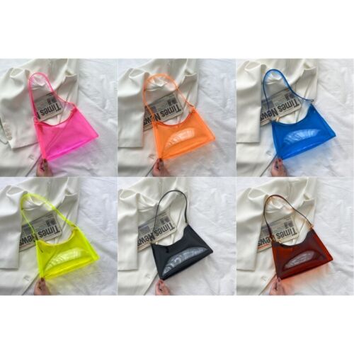 Transparent Clear Jelly Handbag Shoulder Bags for Women Elegant Evening Bag - Picture 1 of 14